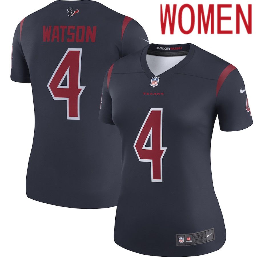 Women Houston Texans #4 Deshaun Watson Navy Nike Color Rush Legend NFL Jersey->women nfl jersey->Women Jersey